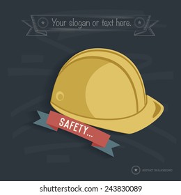 Safety hat design on blackboard background,clean vector