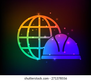 Safety hat design on rainbow concept background,clean vector