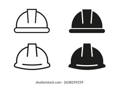 Safety hat icon. Hard hat vector set. Construction safe hat sign. Builder protection. Hard work icon set.