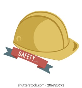 Safety hat symbol on white background,Retro colour concept,clean vector 