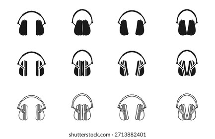 Safety headphones icon set vector illustration isolated on white background.