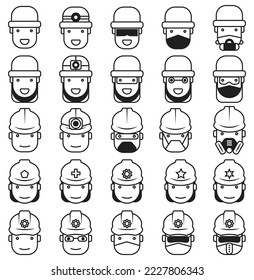 Safety helm industrial icon, logo symbol illustration vector set collection 