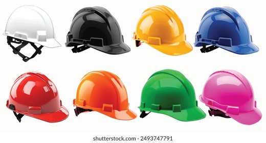 safety helmet with chin strap isolated on white background 