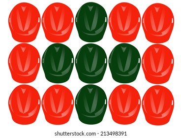 safety helmet collection on white background