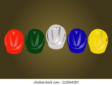 safety helmet collection on white background, EPS10