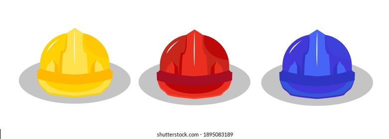 Ilustración del vector azul rojo amarillo de la ingeniería de la construcción del casco de seguridad