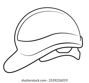 Safety Helmet or Construction Helmet. Outline icon isolated on a white background. Industry, construction, engineering, protective.