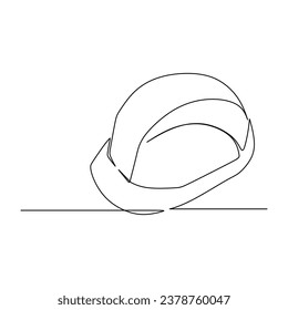 Sicherheitshelm durchgängige Einzeilenzeichnung. Vektorgrafik einzeln auf weißem Hintergrund. Minimalistisches Design handgezeichnet.