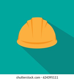 Icono plano del casco de seguridad. Icono de construcción de sombrero duro