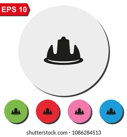 Safety helmet flat round colorful vector icon.