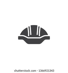 Safety helmet front view vector icon. filled flat sign for mobile concept and web design. Protective hard hat glyph icon. Mandatory symbol, logo illustration. Pixel perfect vector graphics