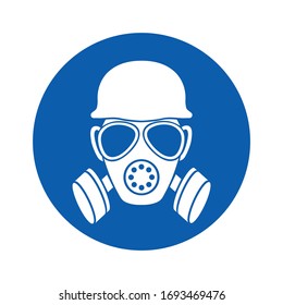 Safety helmet and gas mask must be worn. Standard ISO 7010