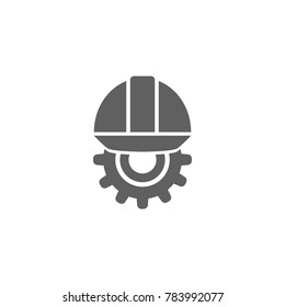 Safety helmet with gear icon vector