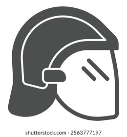 Safety helmet with glass solid icon, emergency service concept. Vector graphics. Firefighter protection mask sign on white background, glyph style icon for mobile or web design