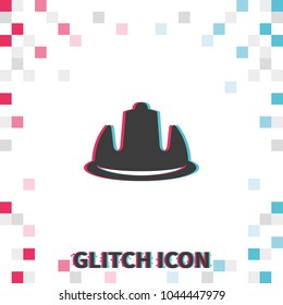 Safety helmet  glitch effect vector icon.