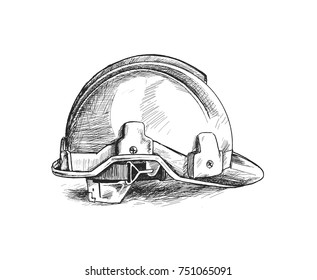 Safety helmet, Hand Drawn Sketch Vector illustration.