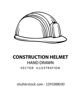 Safety helmet. Safety helmet hand drawn vector illustration.
Sketch drawing hard hat icon. Part of set.