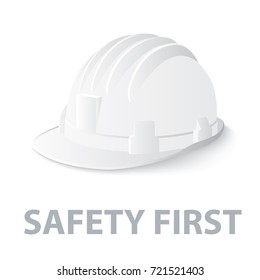 Safety helmet, Hard hat symbol isolated on white background. Vector illustration, Safety first concept.