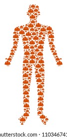 Safety helmet human avatar. Vector safety helmet icons are united into male collage.