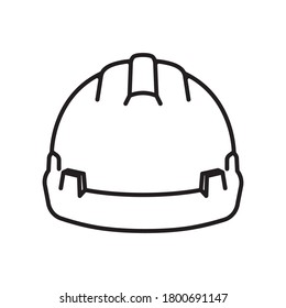 Safety helmet icon. Builder helmet protective equipment linear pictogram. Vector illustration