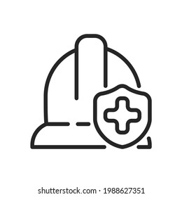 safety helmet icon designed in simple line vector illustration style