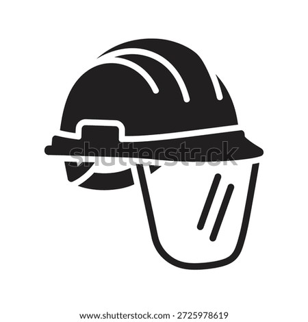 Safety helmet icon with face shield for industrial worker protection and construction site security a symbol for engineer head gear vector illustration