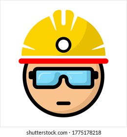 Safety Helmet Icon, Head Protection, Headgear Vector Art Illustration