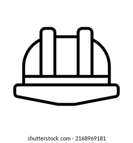 Safety Helmet Icon. Line Art Style Design Isolated On White Background