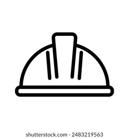 Safety helmet icon linear logo mark in black and white