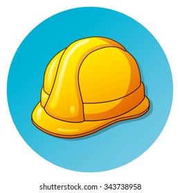 Safety helmet icon on a blue background.