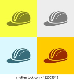 Safety Helmet Icon on Four Different Backgrounds. Eps-10.
