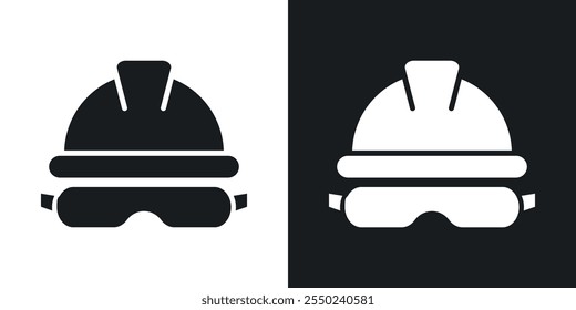 Safety helmet icon pack in black color.