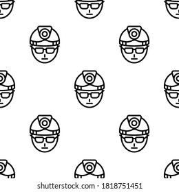 Sicherheitshhelm-Symbol Nahtloses Muster, Kopfschutz, Vektorgrafik-Vektorgrafik-Kopfbedeckung
