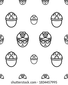 Safety Helmet Icon Seamless Pattern, Head Protection, Headgear Vector Art Illustration
