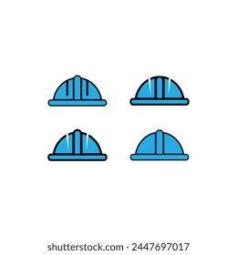 Safety Helmet Icon Set Design Construction Helmet Stock Vector 