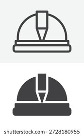Conjunto de iconos de casco de seguridad en diferentes estilos. Icono de línea, contorno y sólido con signo y Vector de trazo editable. Icono del casco para la seguridad de la ingeniería.