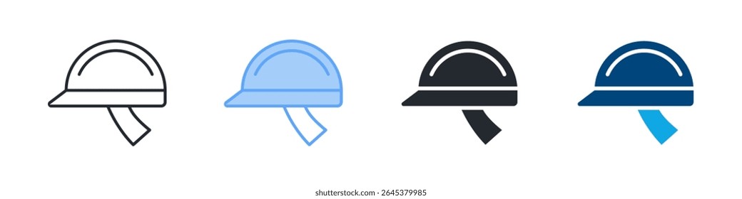 Safety Helmet Icon Set Multiple Style. Designed In Outline, Blue, Glyph, Dual Tone
