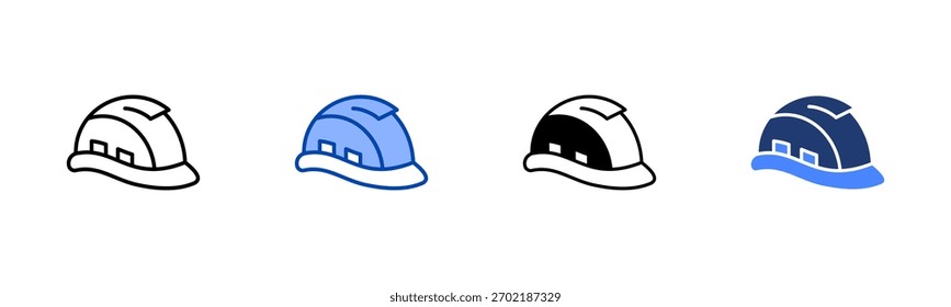Safety Helmet icon set multiple style collection