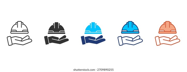 Safety Helmet Icon Set Multiple Style Collection