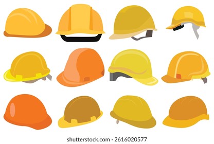 Safety Helmet Icon Set. Vector Illustrations of Construction Helmet.