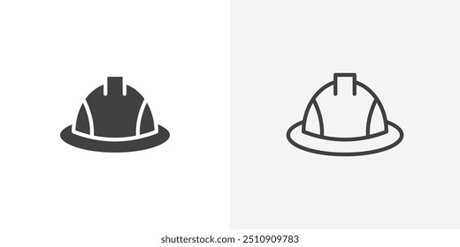 Safety helmet icon in solid and outlined style