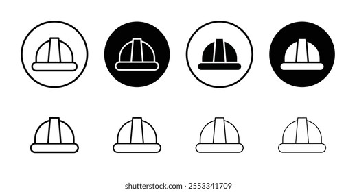 Safety helmet icon Thin line vector illustration set