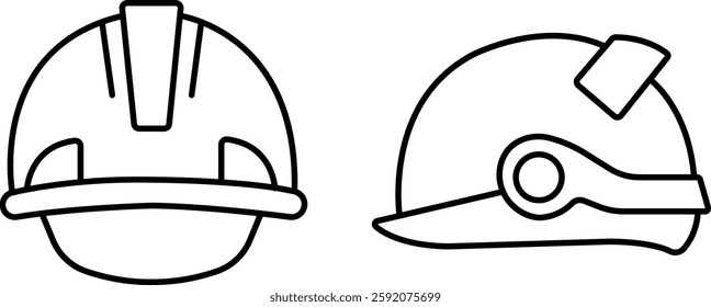"Safety Helmet Icon - Thin Line Outline Vector"