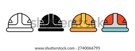 Safety helmet icon vector set. Construction hard hat symbol for industrial safety, site engineering, and protective headwear. Vector Illustration.