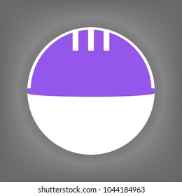 Safety helmet icon. Vector. Violet icon on white circle with shadow at gray background.