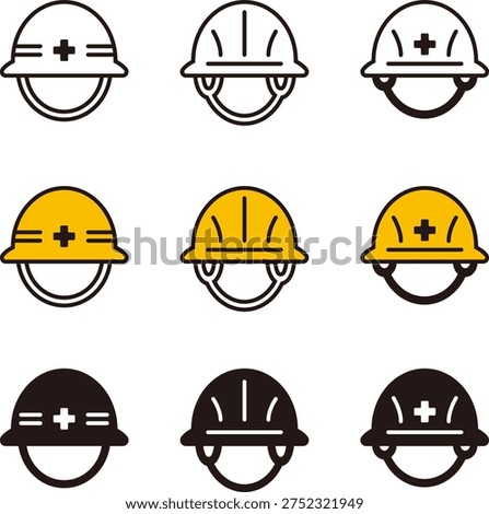 Safety helmet icon. A helmet worn in construction, work, and disaster prevention.