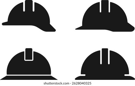 Safety Helmet Icons Silhouette. Hard Hat Silhouette Bundle. Construction, Industrial. Hard Hat Icon.
