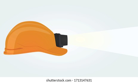 Safety helmet with lamp. vector illustration