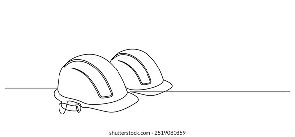 Safety Helmet line art style. Labor element Vector
