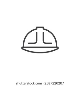 Safety Helmet line icon. linear style sign for mobile concept and web design. A hard hat front outline vector icon. Head protection symbol, logo illustration. Vector graphics